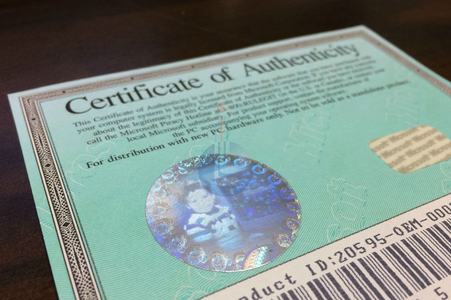 Hologram Label on Certificate